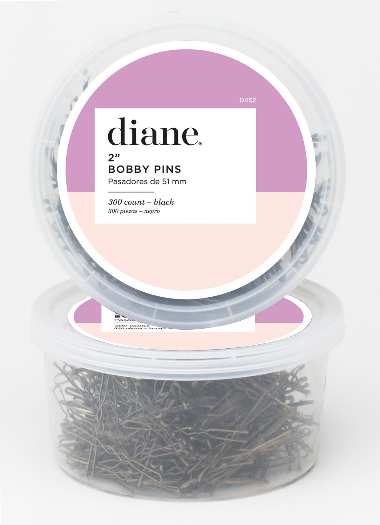 DIANE 2" Bobby Pins Black 300pz D452 – Pasadores Negros Profesionales para Peinados y Fijación