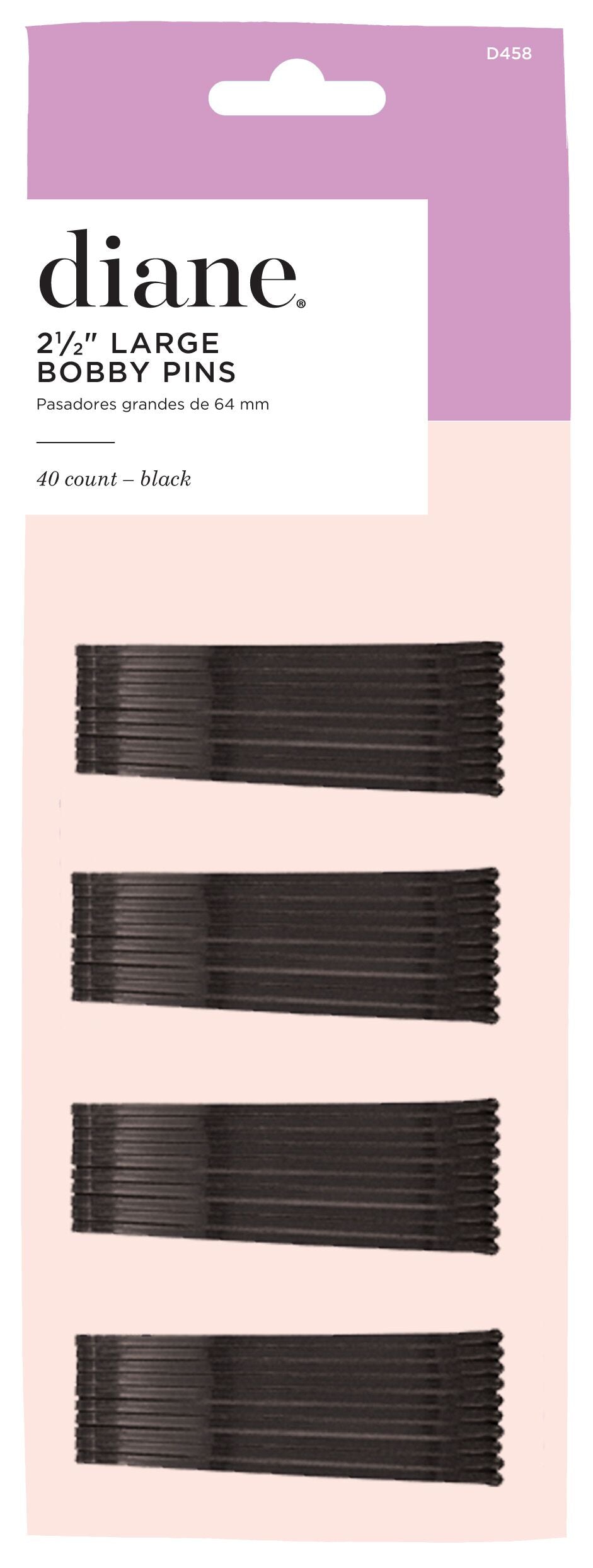 DIANE 40-Pack Large Bobby Pins Black 2½” D458 – Pasadores Grandes Negros para Peinados y Sujeción Profesional