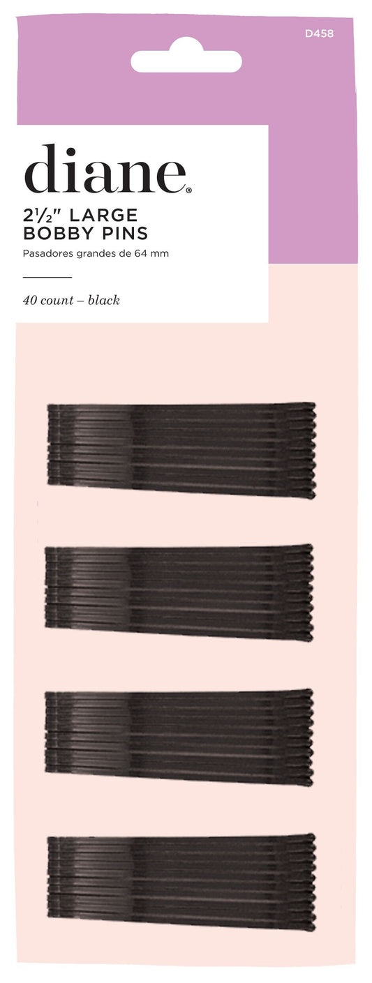 DIANE 40-Pack Large Bobby Pins Black 2½” D458 – Pasadores Grandes Negros para Peinados y Sujeción Profesional
