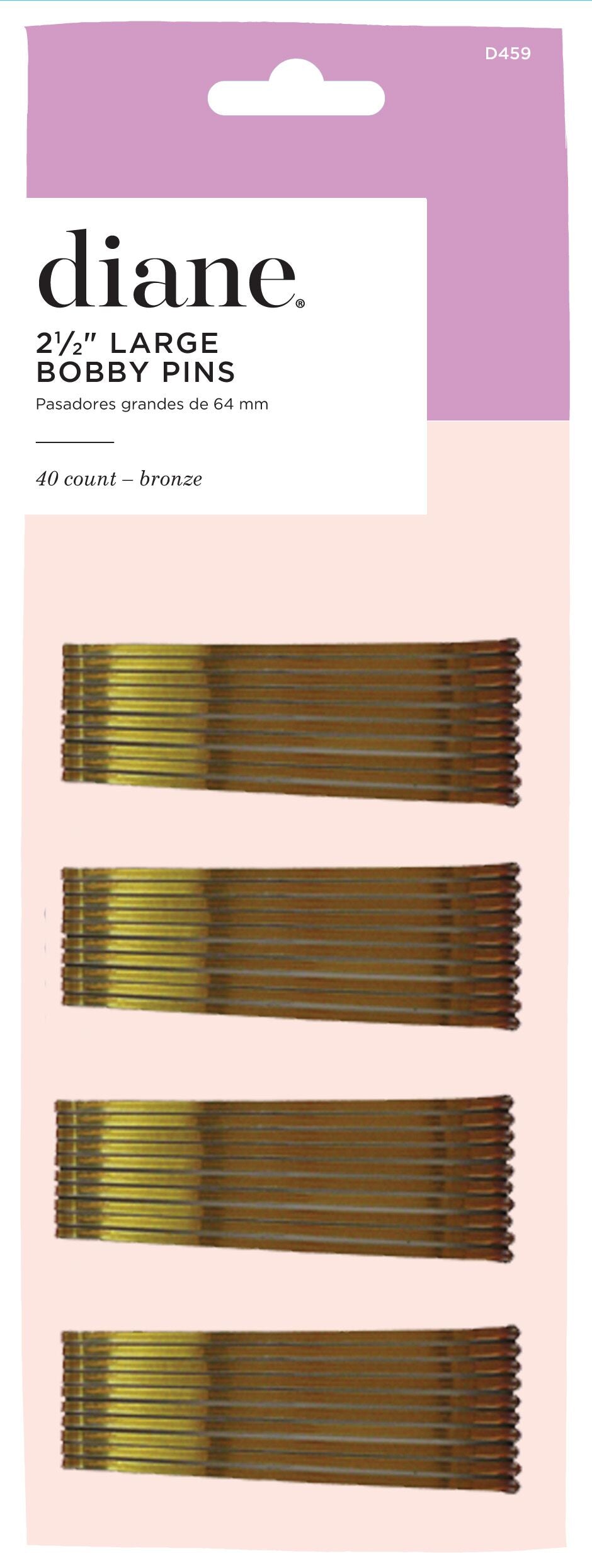 DIANE 40-Pack Large Bobby Pins Bronze 2½” D459 – Pasadores Grandes para Peinados, Rulos y Sujeción Profesional