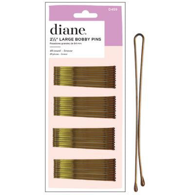 DIANE 40-Pack Large Bobby Pins Bronze 2½” D459 – Pasadores Grandes para Peinados, Rulos y Sujeción Profesional