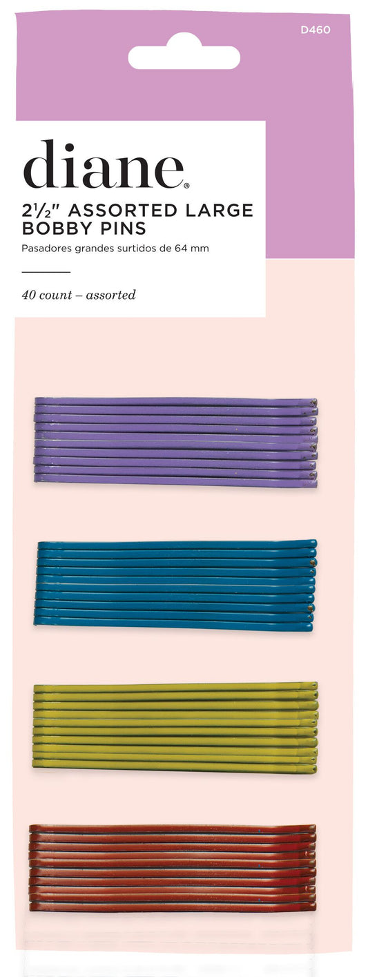 DIANE 40-Pack Jumbo Bob Pins Colored 2½” D460 – Pasadores Grandes de Colores para Peinados y Styling