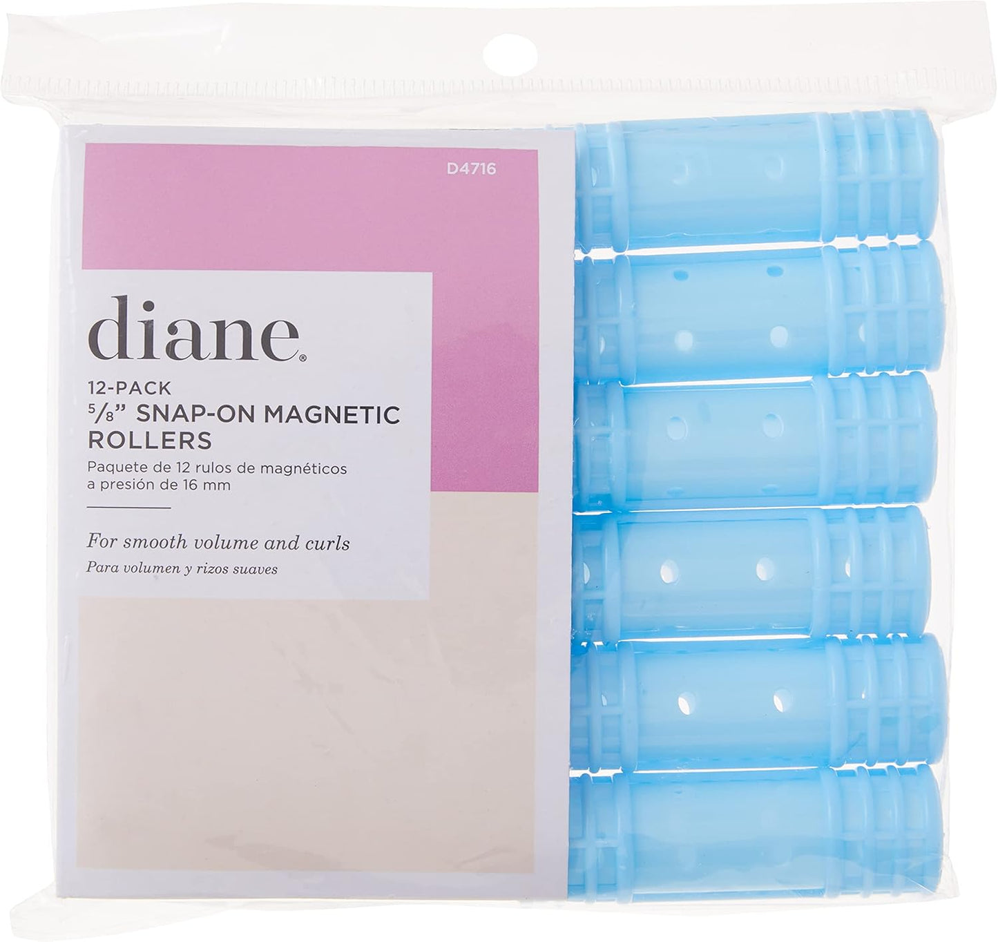 DIANE 12-Pack 5/8” Snap-On Magnetic Rollers D4716 – Rulos Magnéticos con Clip 16mm