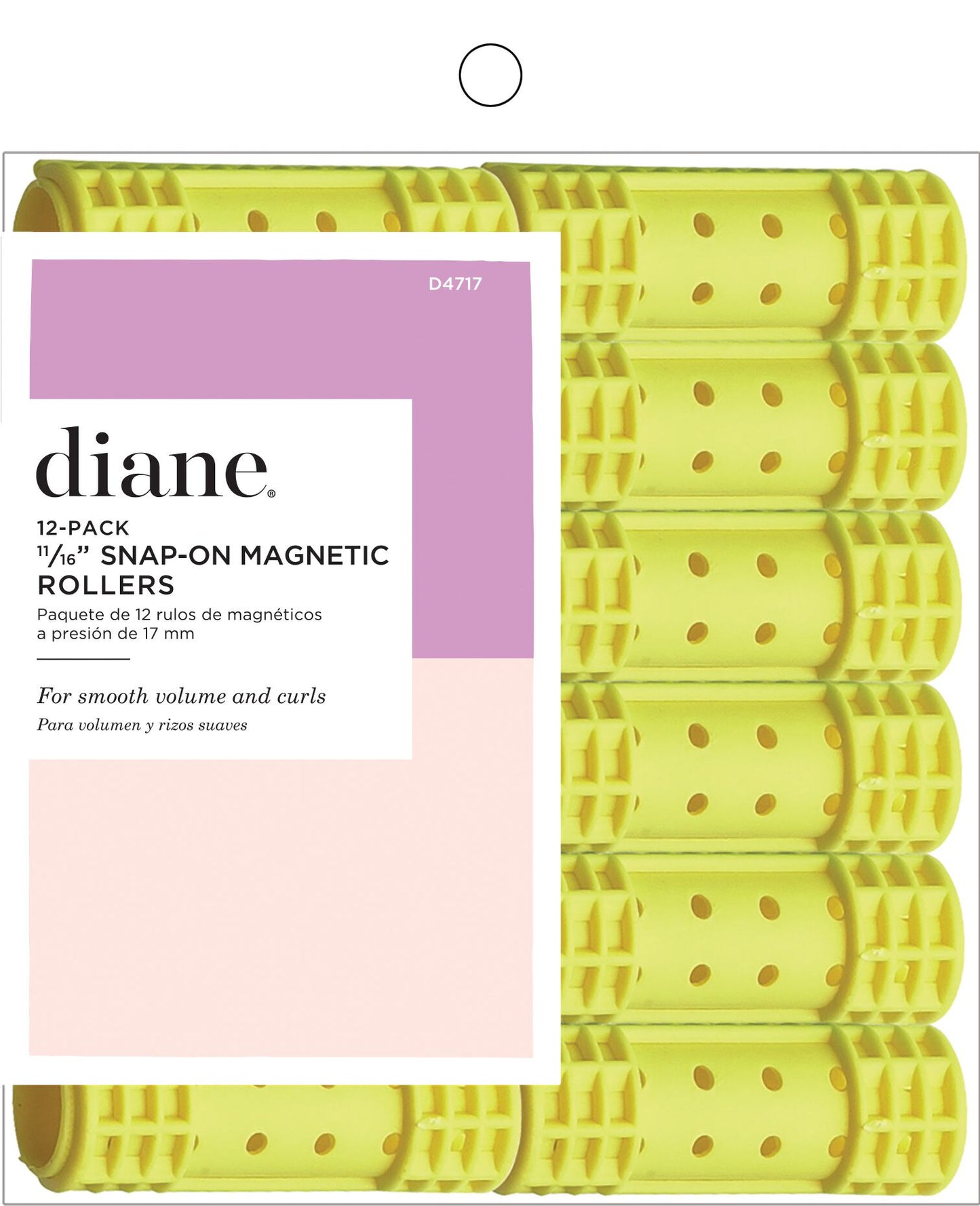Diane D4717 Snap-On Magnetic Rollers 12 Pack 11/16” – Rulos Magnéticos Amarillos