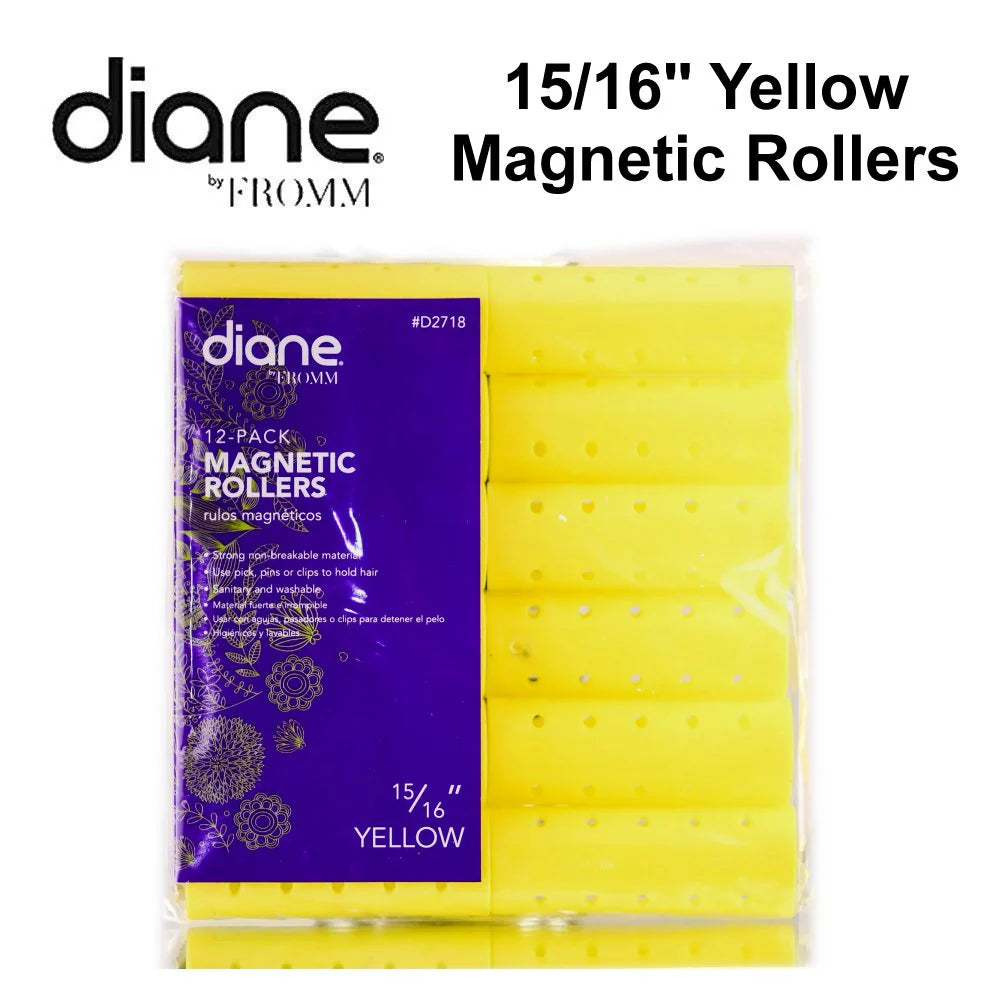 Diane D4717 Snap-On Magnetic Rollers 12 Pack 11/16” – Rulos Magnéticos Amarillos