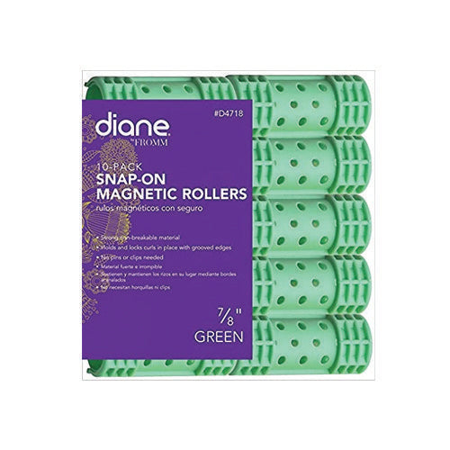 DIANE 10-Pack 7/8” Snap-On Magnetic Rollers D4718 – Rulos Magnéticos Verdes