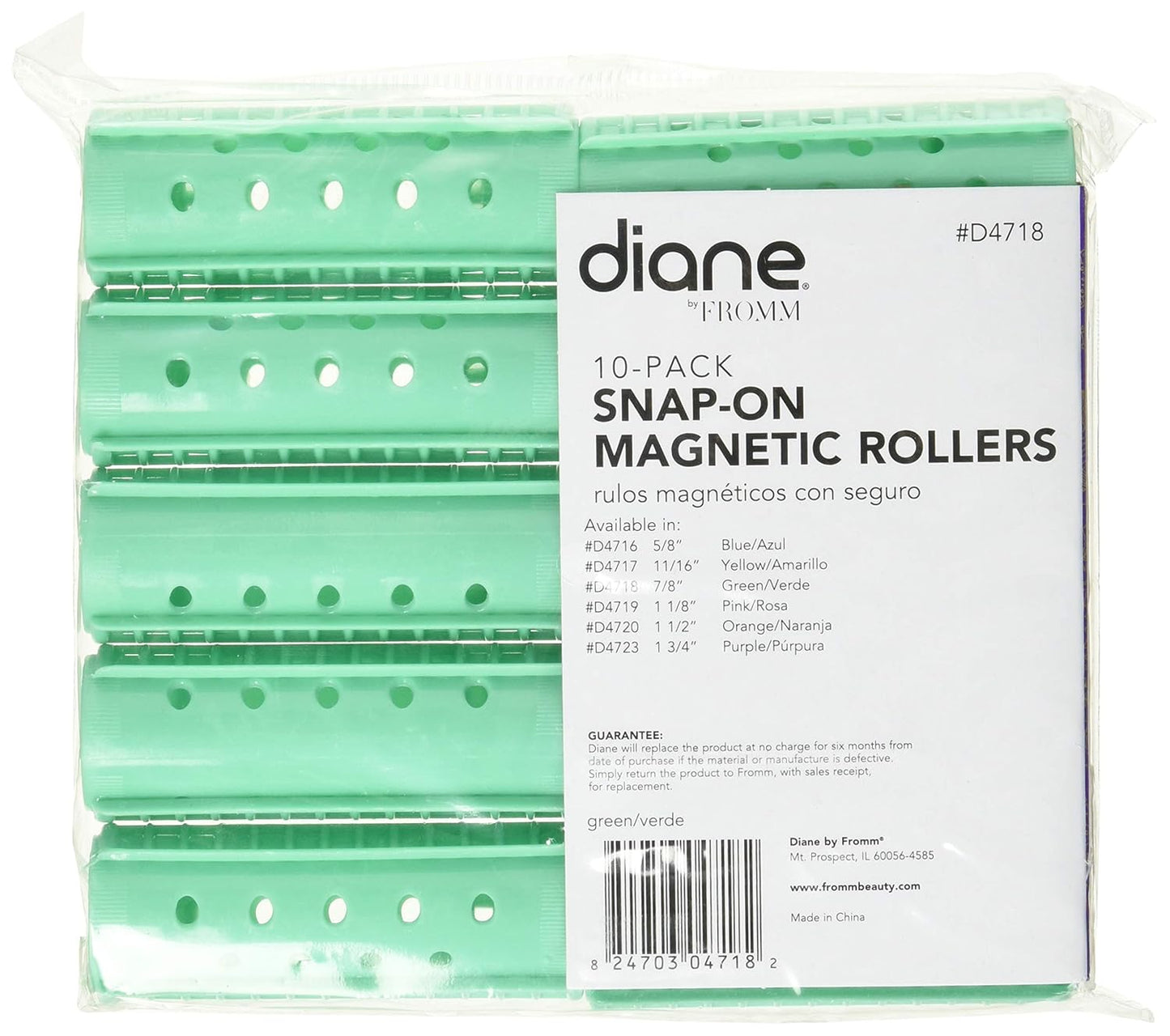 DIANE 10-Pack 7/8” Snap-On Magnetic Rollers D4718 – Rulos Magnéticos Verdes