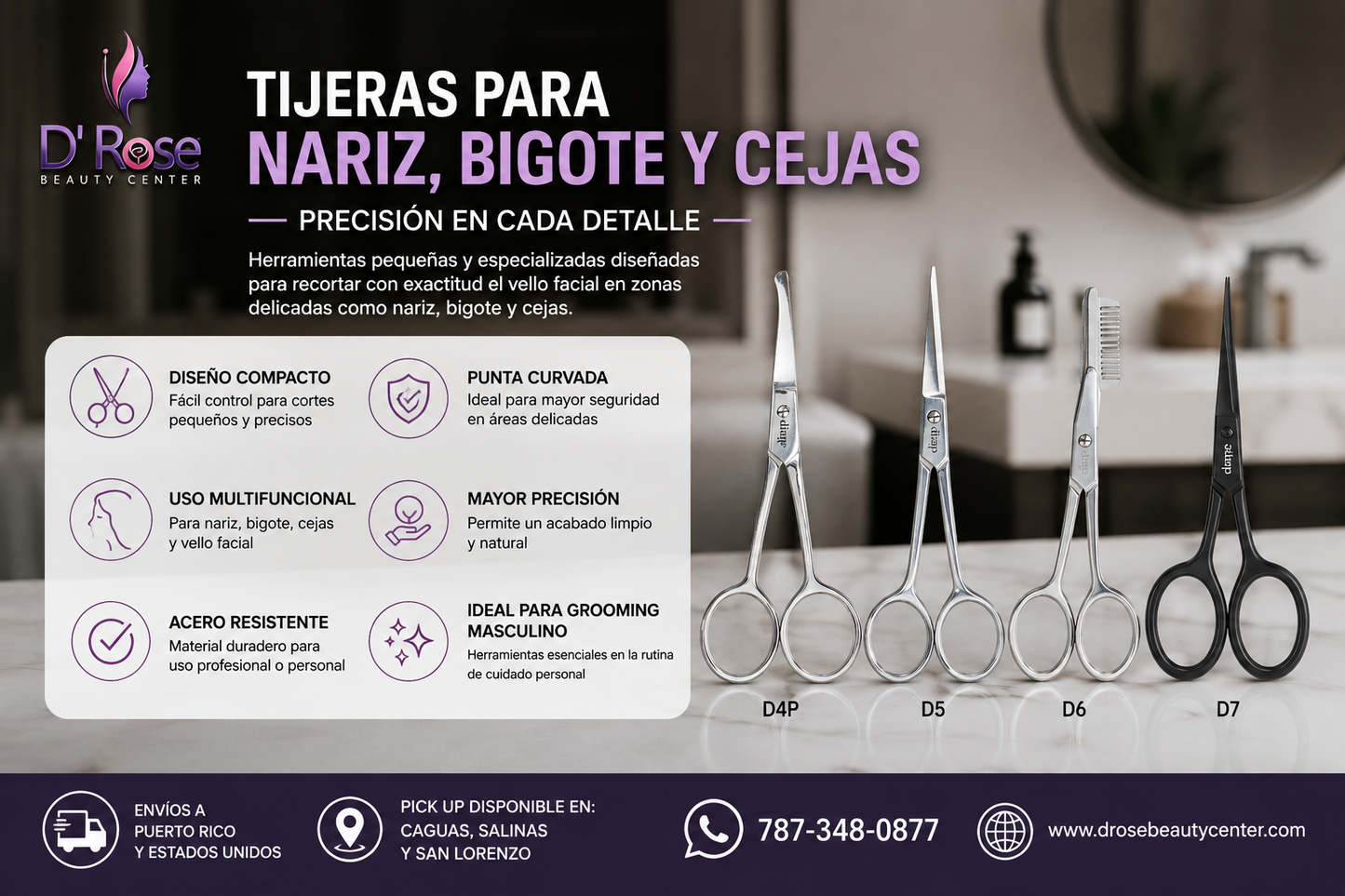 Diane Men Facial Hair Scissors D4P Tijeras para Vello Facial