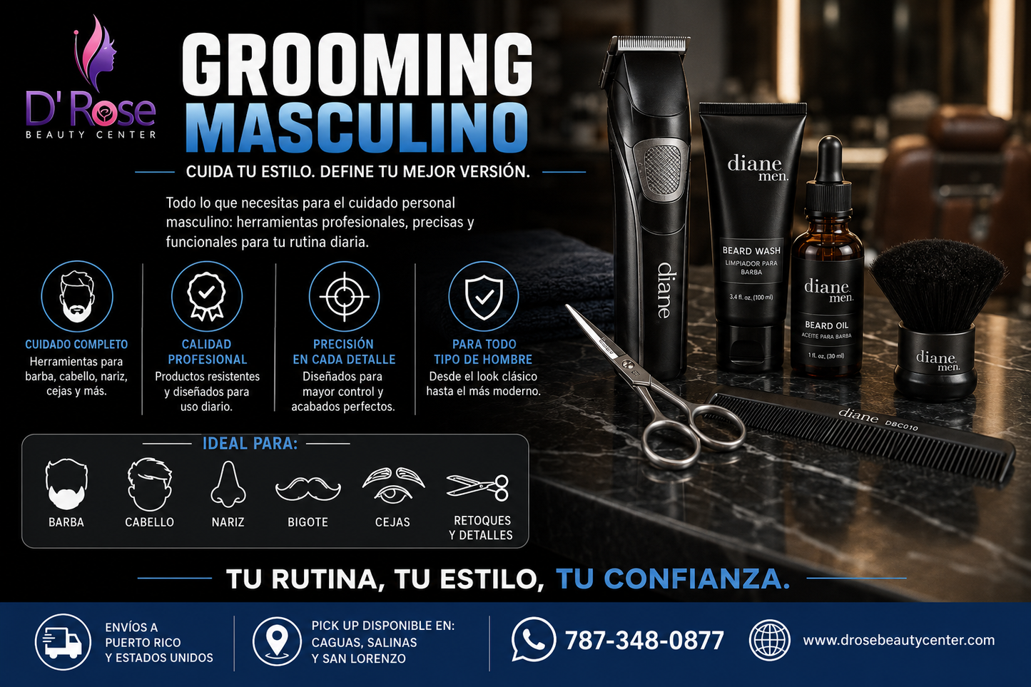 Diane Men Facial Hair Scissors D4P Tijeras para Vello Facial