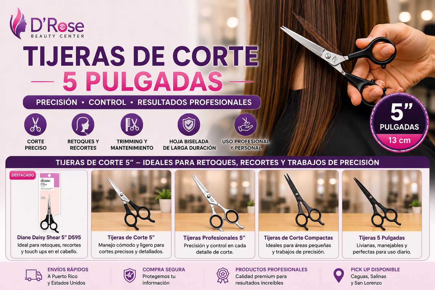 Diane Daisy Shear 5” D595 Tijera de Corte Profesional