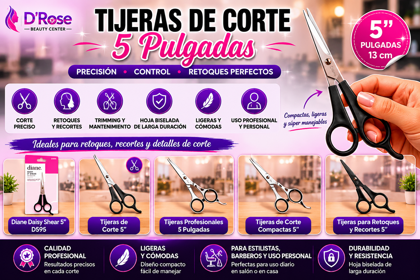 Diane Daisy Shear 5” D595 Tijera de Corte Profesional