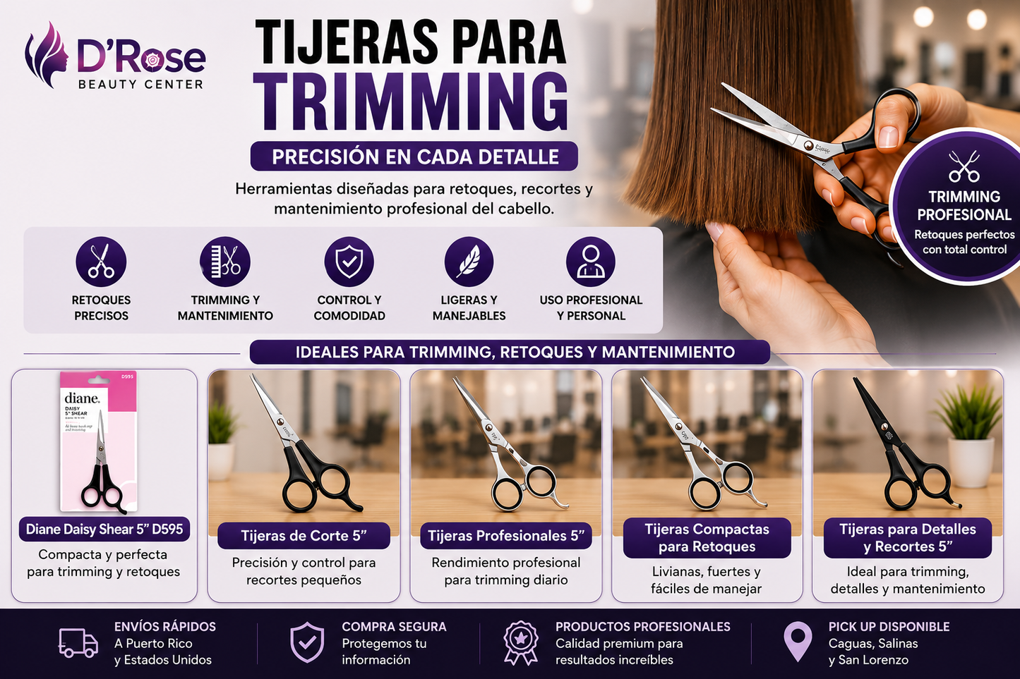 Diane Daisy Shear 5” D595 Tijera de Corte Profesional