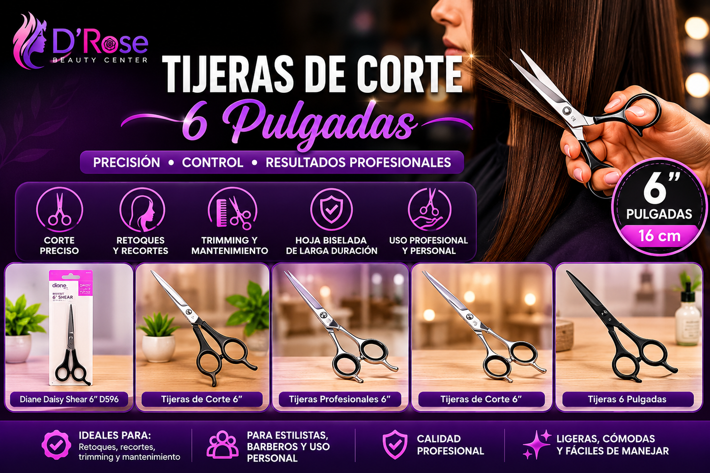 Diane Daisy Shear 6” D596 Tijera de Corte Profesional