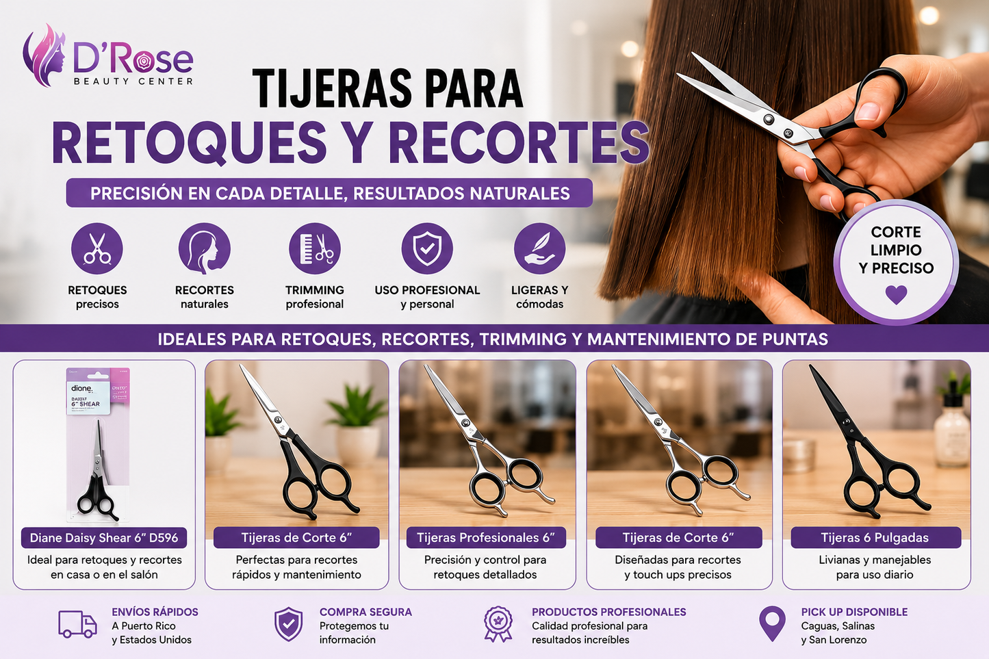 Diane Daisy Shear 6” D596 Tijera de Corte Profesional