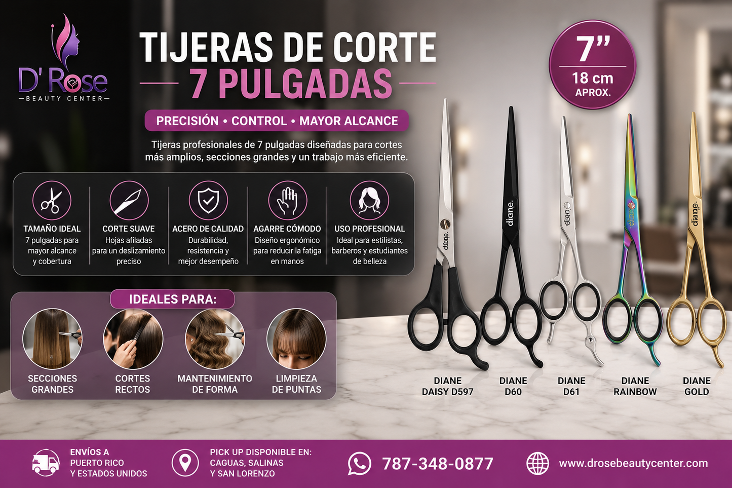 Diane Daisy Shear 7” D597 Tijera de Corte Profesional