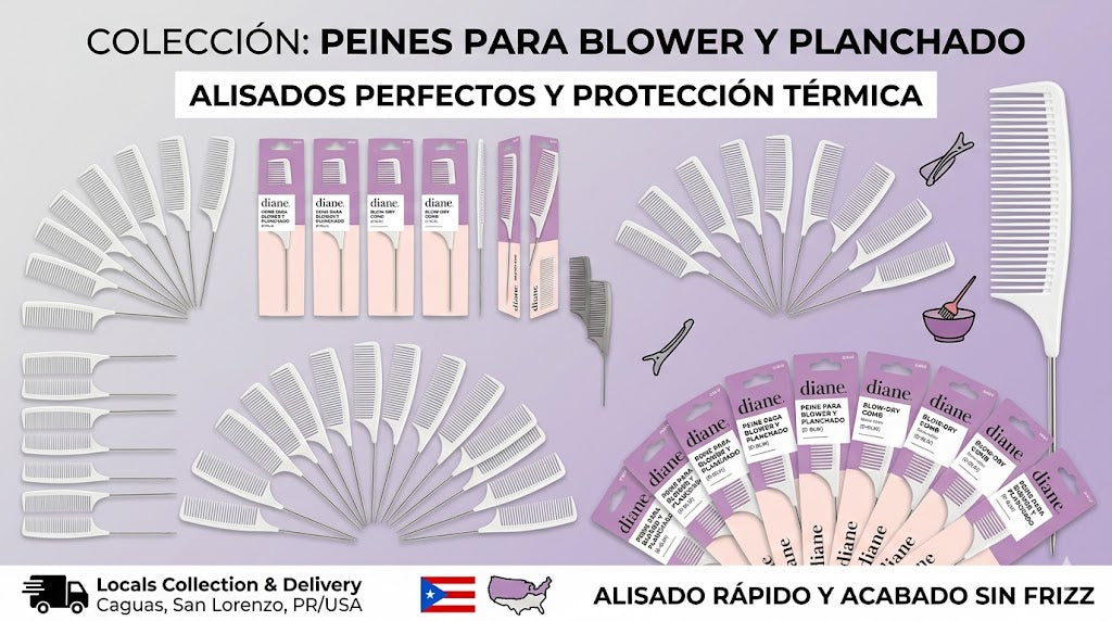 Diane Carbon 8” Rat Tail Comb DBC010 Peine Profesional de Cola para Secciones