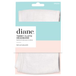 Diane Terry Cloth Headband D6234 – Banda Ajustable para el Cabello en Tela Terry | Ideal para Skincare, Spa, Maquillaje y Rutina de Baño