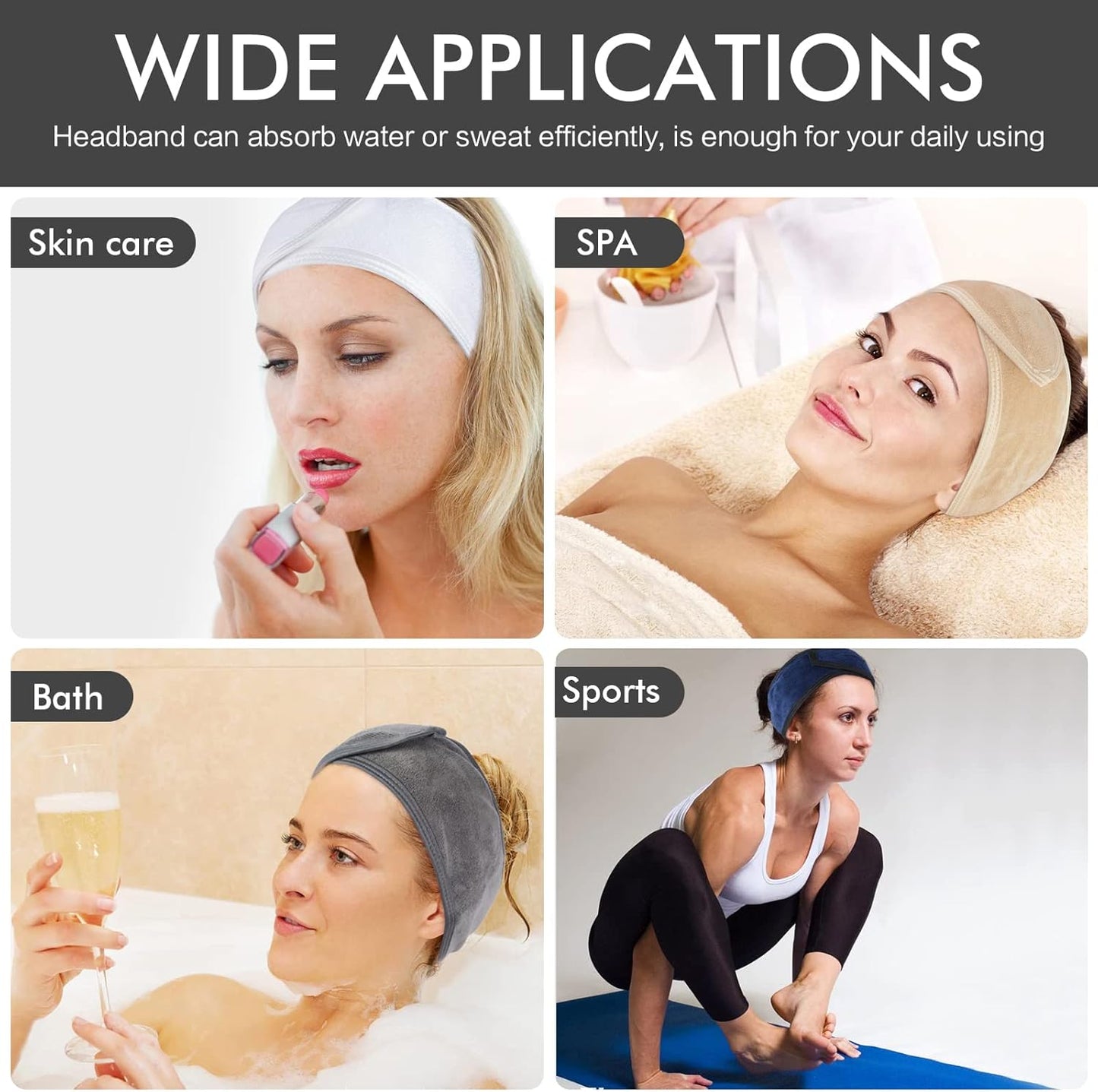 Diane Terry Cloth Headband D6234 – Banda Ajustable para el Cabello en Tela Terry | Ideal para Skincare, Spa, Maquillaje y Rutina de Baño