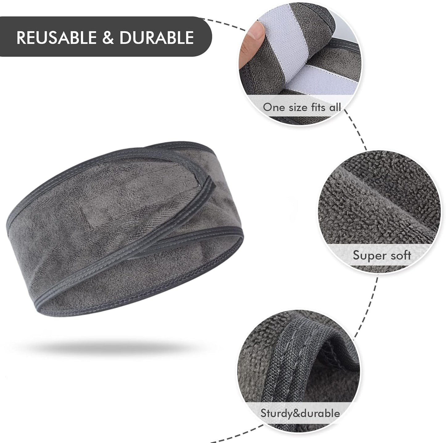 Diane Terry Cloth Headband D6234 – Banda Ajustable para el Cabello en Tela Terry | Ideal para Skincare, Spa, Maquillaje y Rutina de Baño