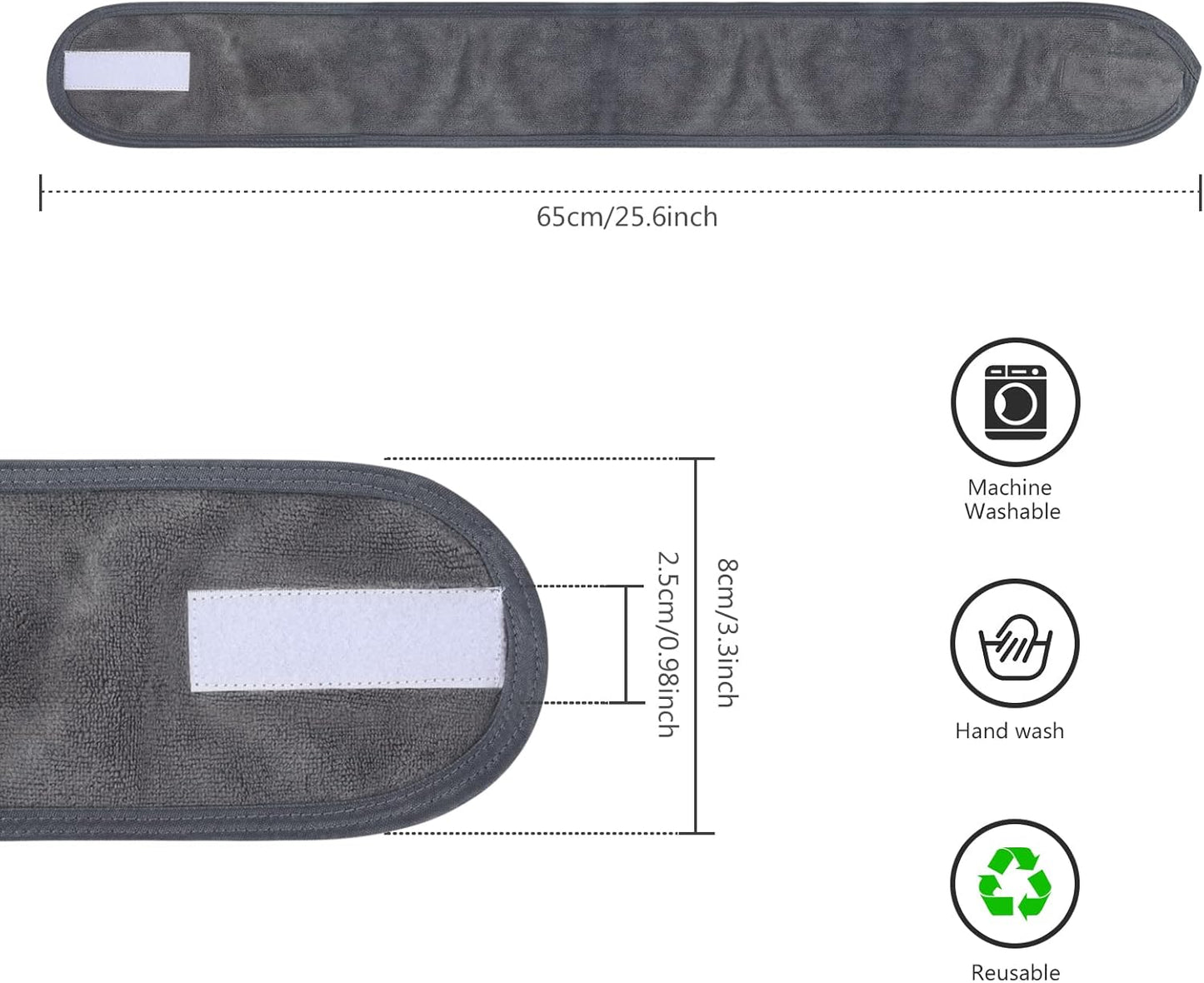 Diane Terry Cloth Headband D6234 – Banda Ajustable para el Cabello en Tela Terry | Ideal para Skincare, Spa, Maquillaje y Rutina de Baño