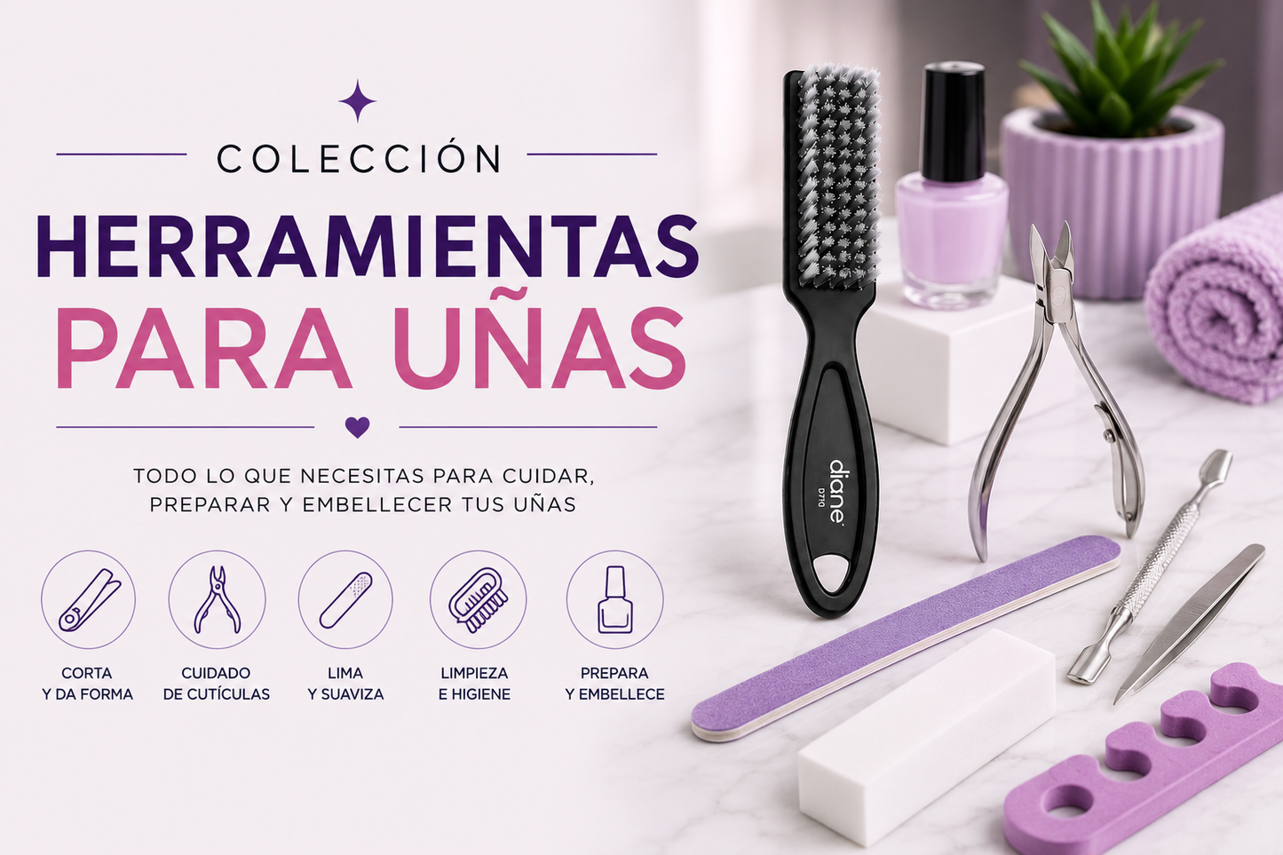 🧼💅 Diane Manicure Brush D710 – Cepillo Profesional de Manicura para Uñas y Cutículas