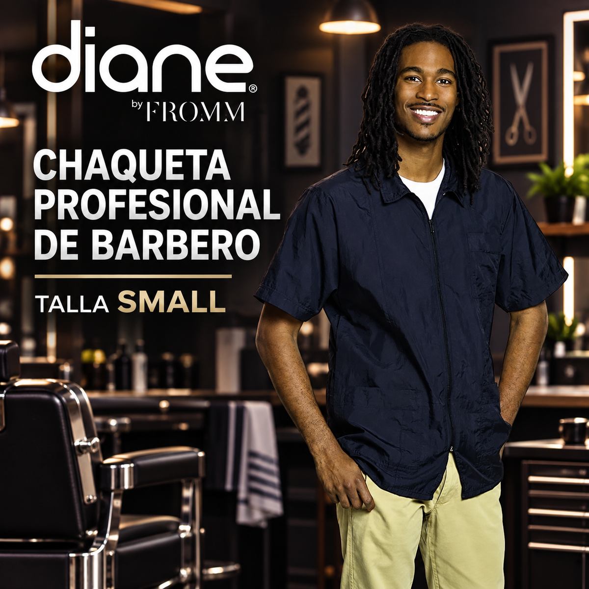 Diane by Fromm Chaqueta Profesional de Barbero Negra Small – D785