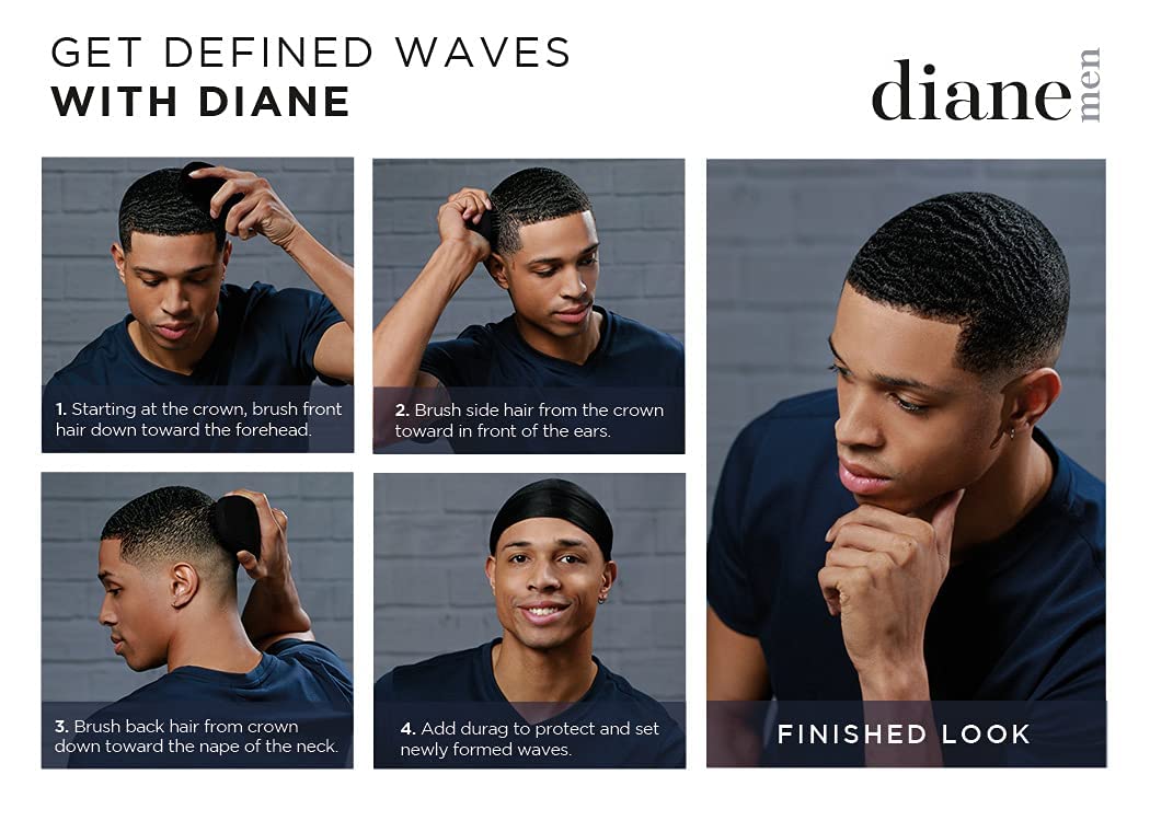 DIANE Men 100% Boar Wave Brush Soft D8169 – Cepillo para Waves con Cerdas de Jabalí