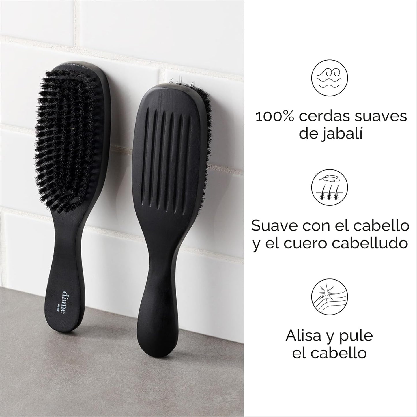 DIANE Men 100% Boar Wave Brush Soft D8169 – Cepillo para Waves con Cerdas de Jabalí