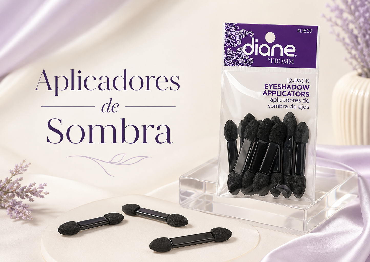 Diane Eyeshadow Applicators 12-Pack D829 Aplicadores de Sombra Desechables