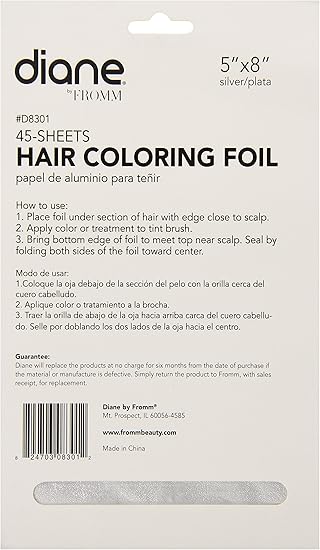 Diane 5” x 8” Hair Coloring Foil 45 Sheets D8301 – Papel de Aluminio para Tinte, Mechas y Balayage