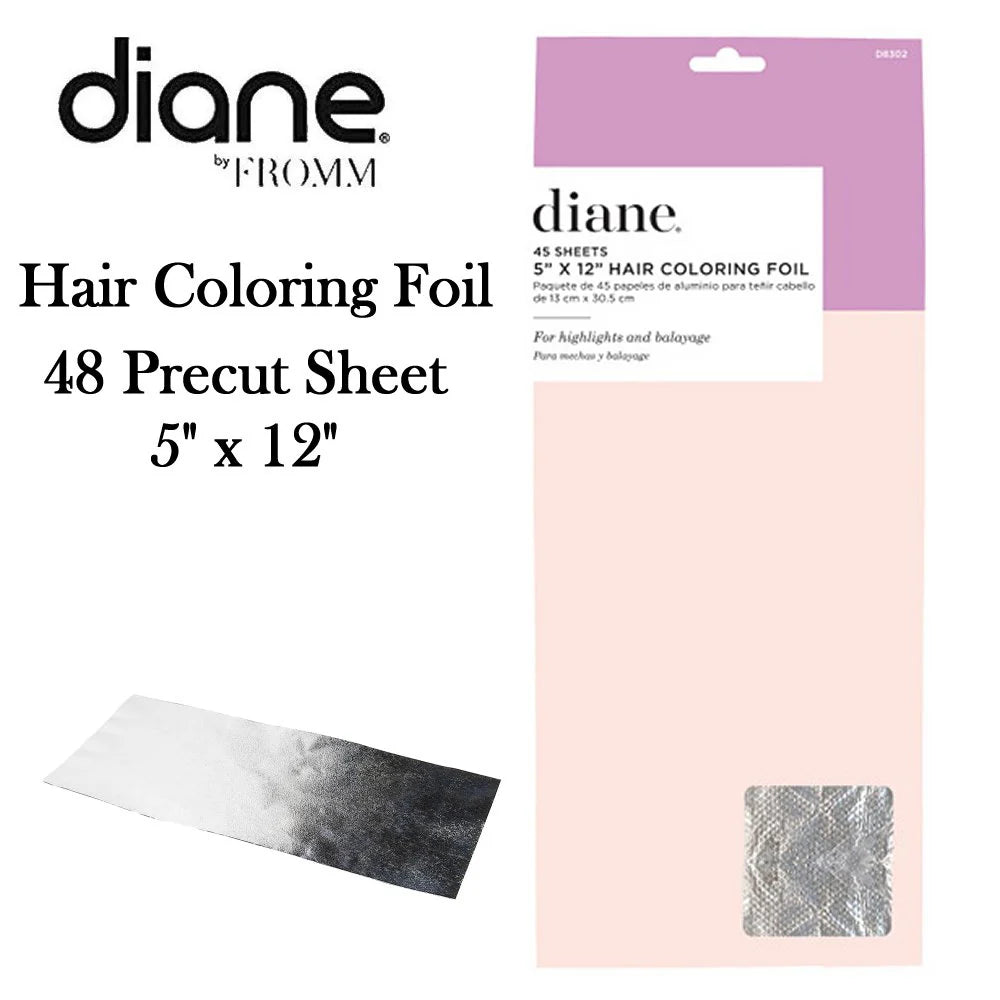 Diane 5” x 12” Hair Coloring Foil D8302 – Papel de Aluminio para Tinte, Mechas y Balayage 45 Hojas