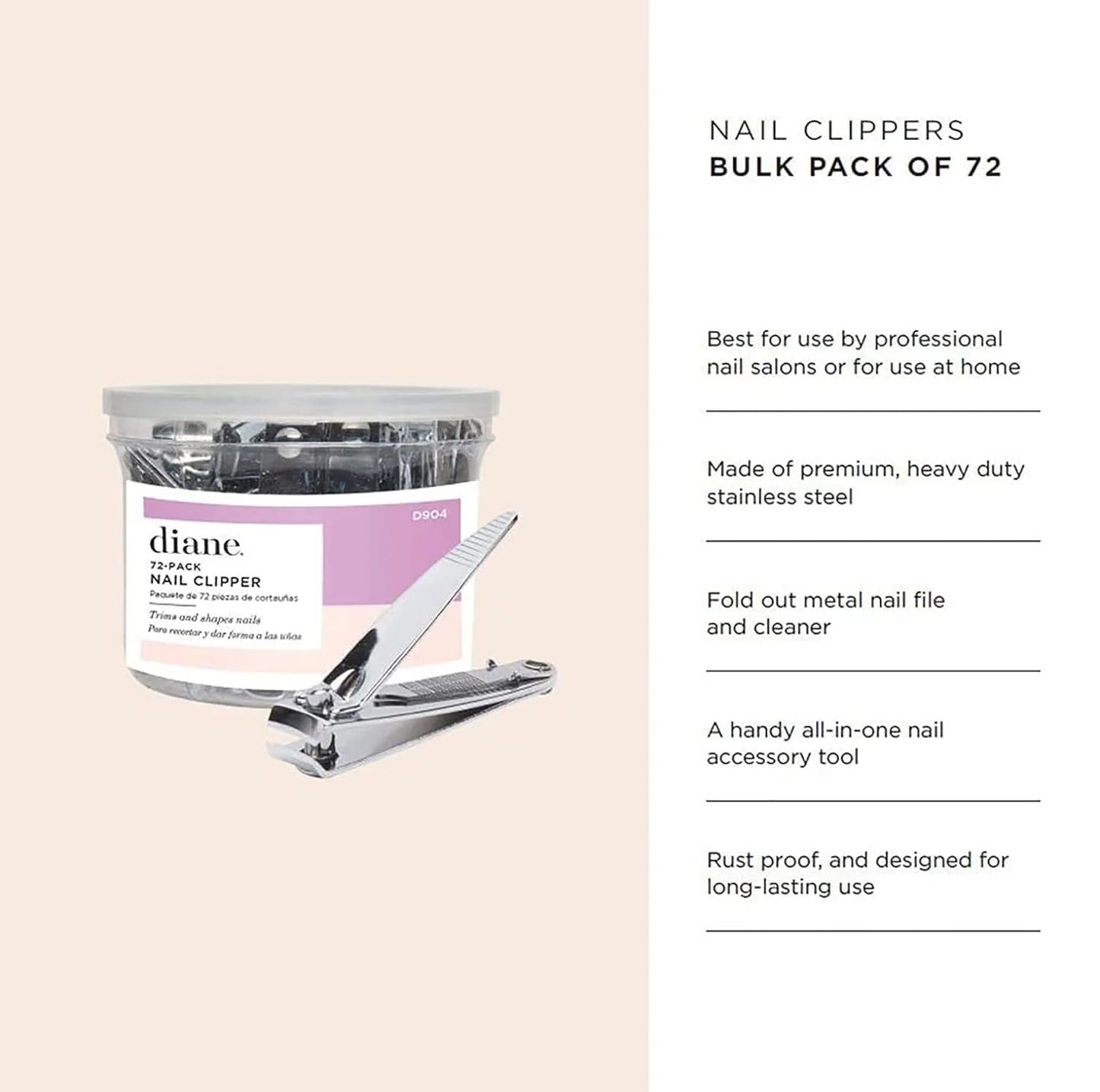 Diane Small Nail Clipper 2” D904 – Cortauñas Pequeño de Acero Inoxidable