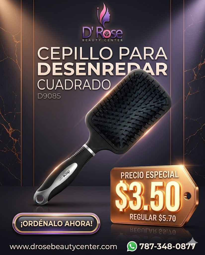 Diane Black and Silver Square Paddle Brush D9085 para Desenredar Todo Tipo de Cabello