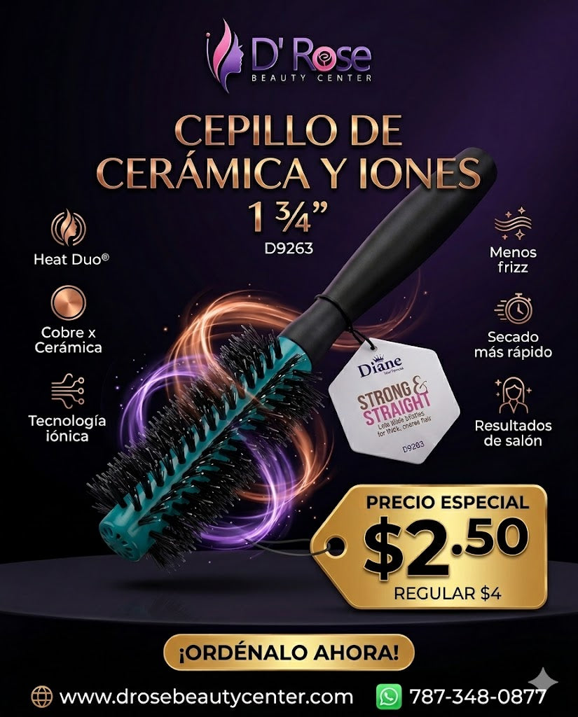 Diane Thermal Porcupine Round Brush X-Small 1 ¾” D9263 Strong & Straight para Cabello Grueso y Corto