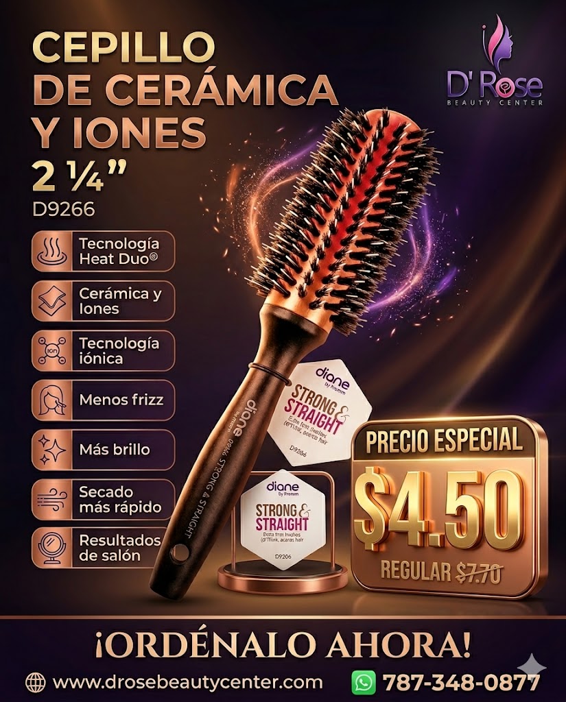Diane Thermal Porcupine Round Brush 2 ¼” D9266 Strong & Straight para Cabello Grueso y Blowouts Profesionales