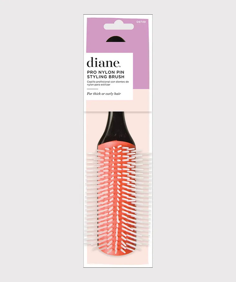 Diane Pro Nylon Pin Styling Brush D9749 – Cepillo Profesional con Dientes de Nylon para Cabello Grueso o Rizado