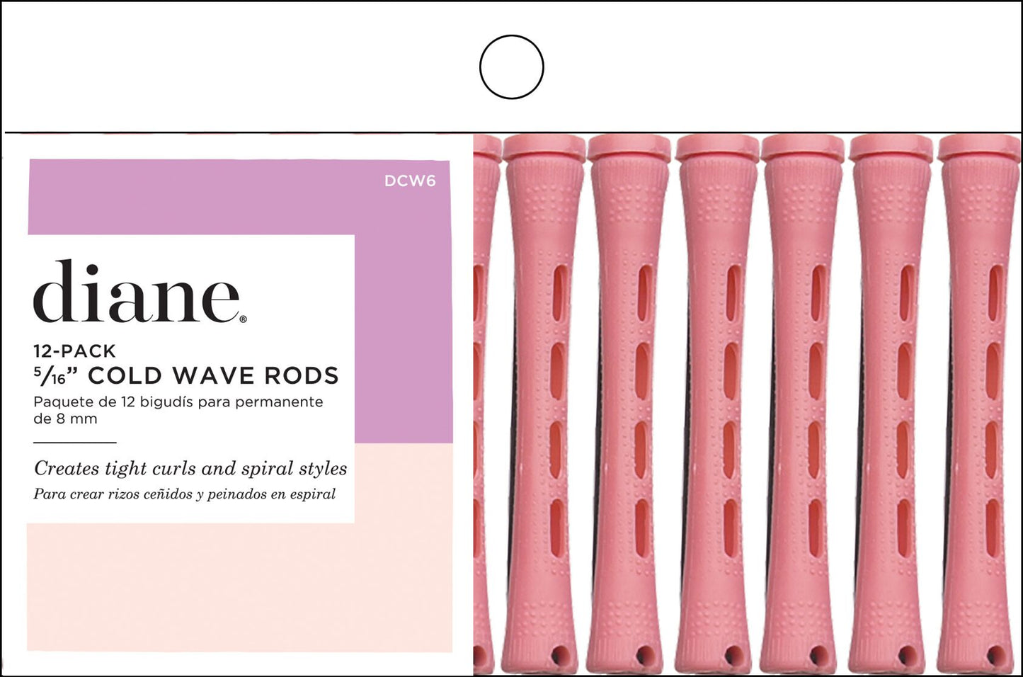DIANE 12-Pack Cold Wave Rods 5/16” Pink DCW6 – Bigudíes para Permanente