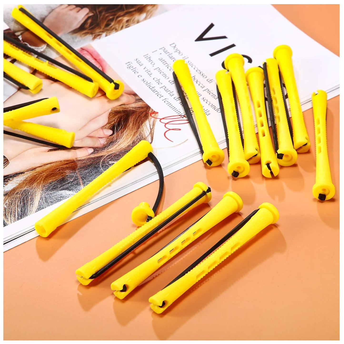 Diane DCW8 Cold Wave Rods 12 Pack 3/16” – Bigudíes Amarillos para Permanente