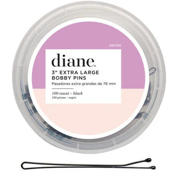DIANE 3" Jumbo Bob Pins Black 100-Pack DEC010 – Pasadores Extra Grandes Negros para Peinados y Recogidos