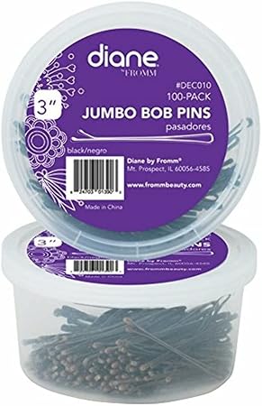 DIANE 3" Jumbo Bob Pins Black 100-Pack DEC010 – Pasadores Extra Grandes Negros para Peinados y Recogidos