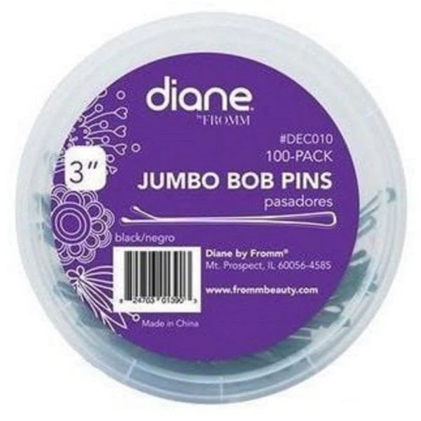 DIANE 3" Jumbo Bob Pins Black 100-Pack DEC010 – Pasadores Extra Grandes Negros para Peinados y Recogidos