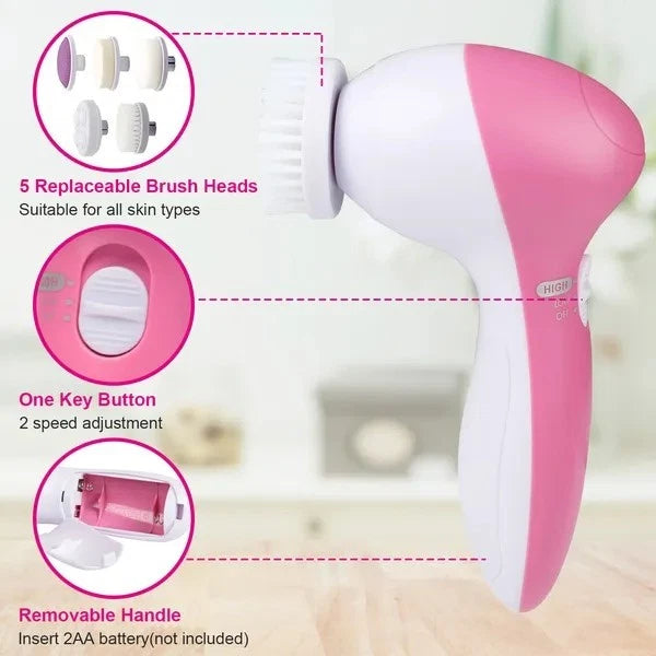 Diane 5-in-1 Beauty Cleansing Brush DEE008 – Cepillo Facial de Limpieza con 5 Cabezales