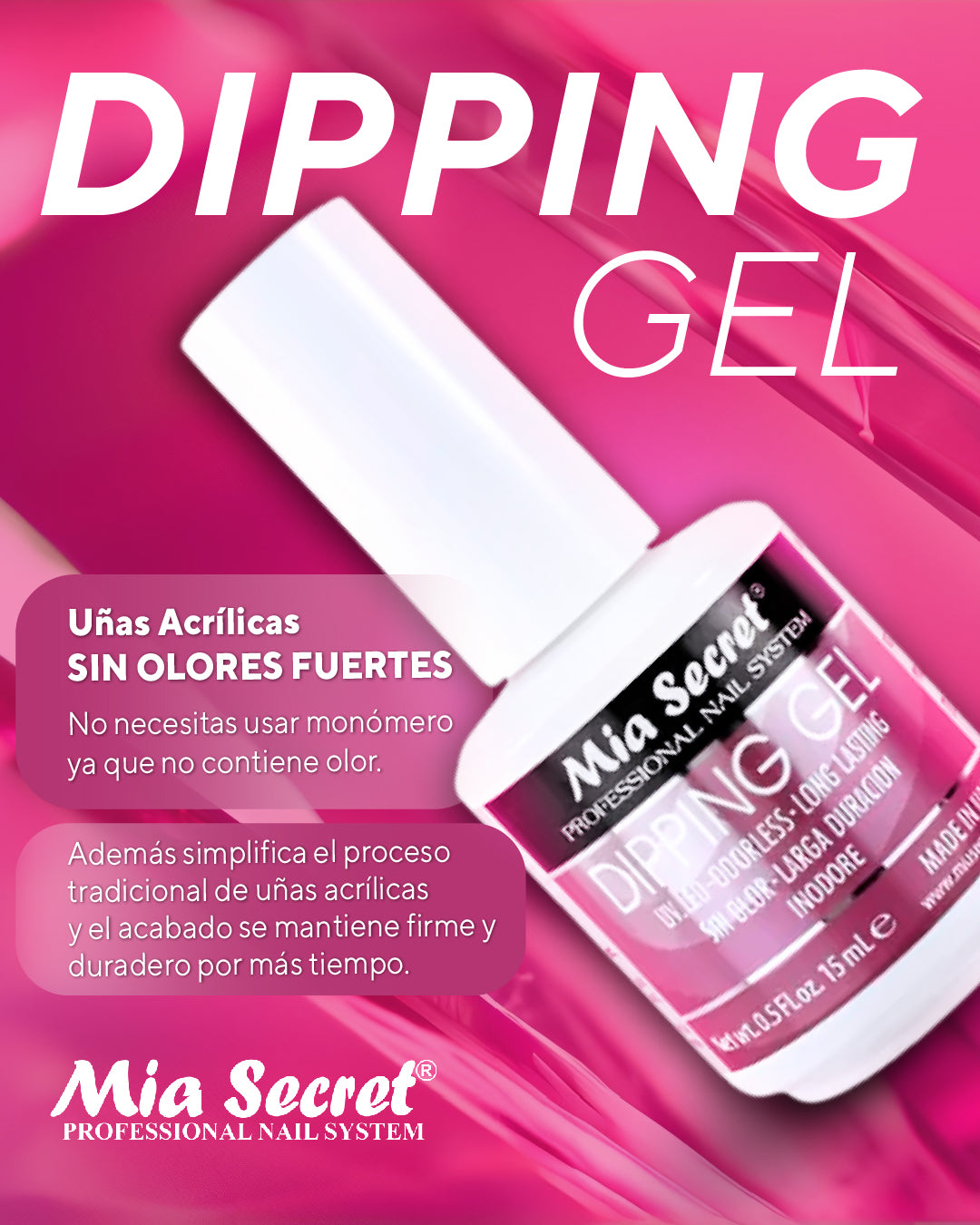 💅✨ Mia Secret DIPPING GEL 0.5 oz (15 ml) – Sistema Dipping Profesional Sin Olor