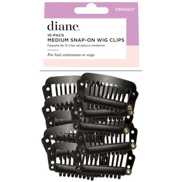 Diane Medium Snap-On Wig Clips 10 Pack DMA007 – Clips Negros para Pelucas y Extensiones