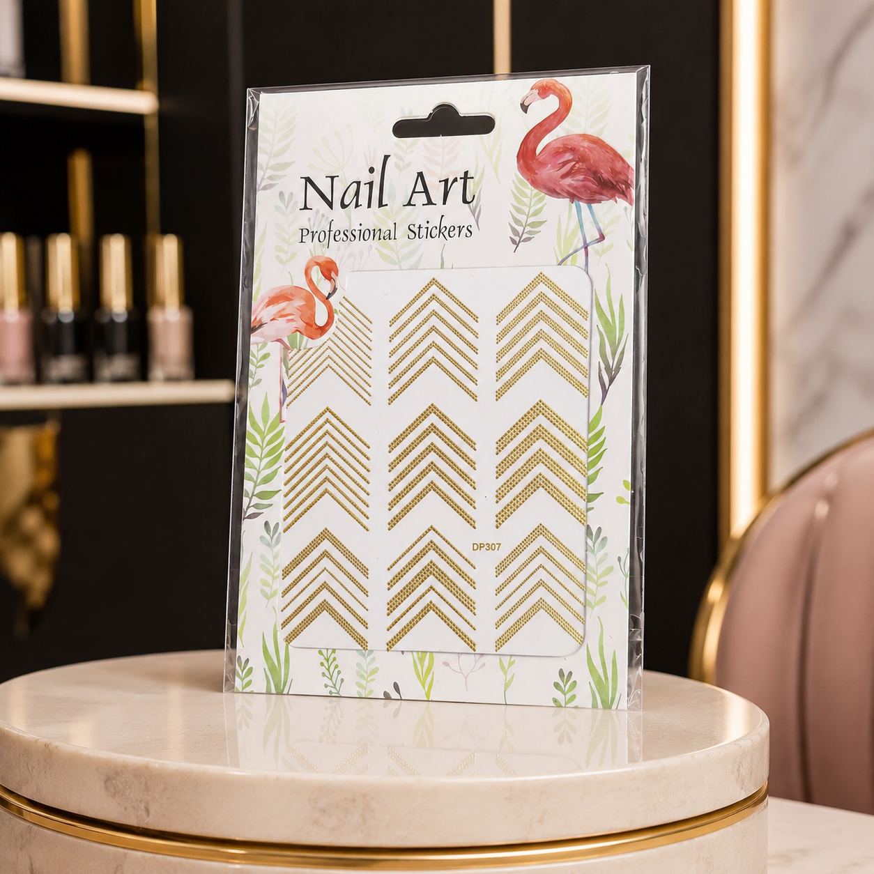 Nail Art Professional Stickers Chevron Dorados DP307