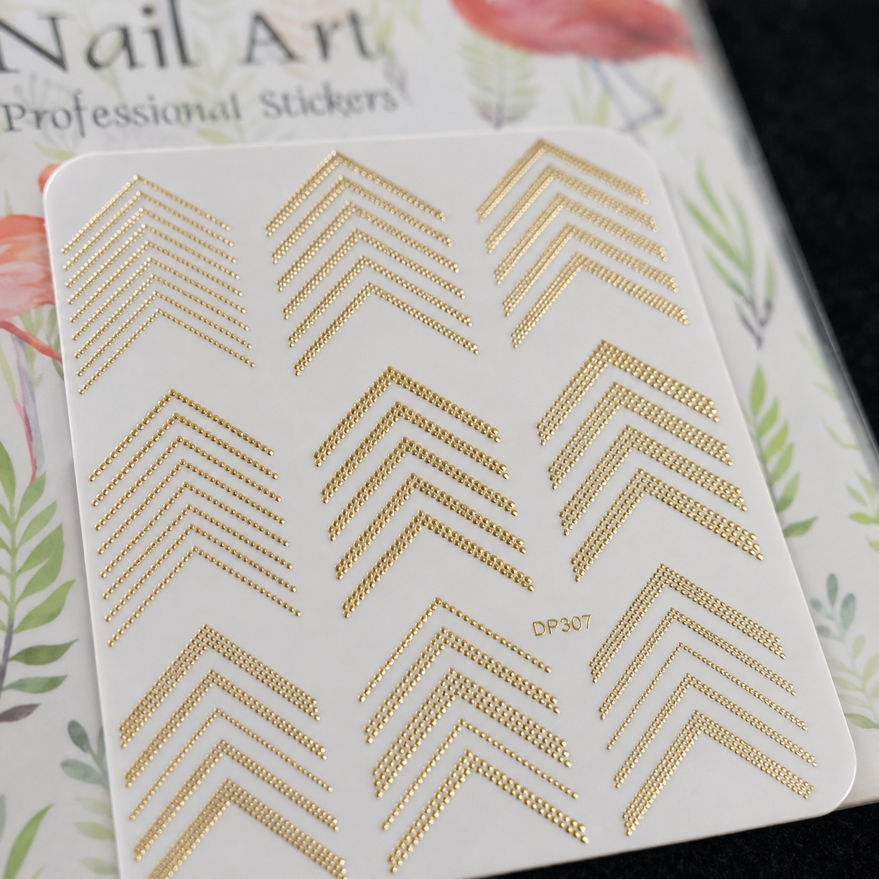 Nail Art Professional Stickers Chevron Dorados DP307