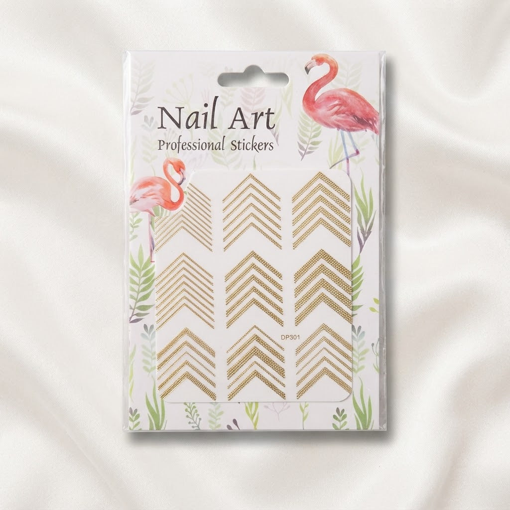 Nail Art Professional Stickers Chevron Dorados DP307