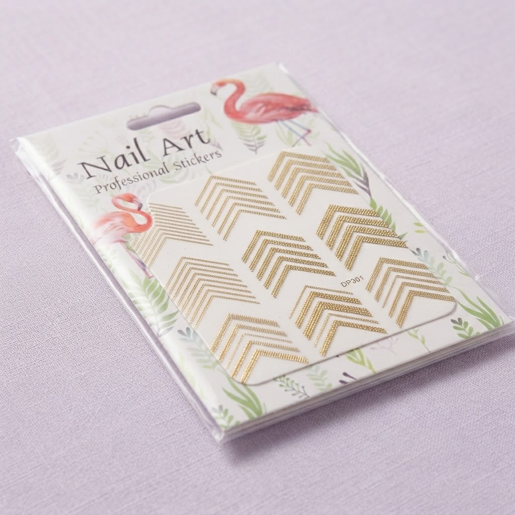 Nail Art Professional Stickers Chevron Dorados DP307