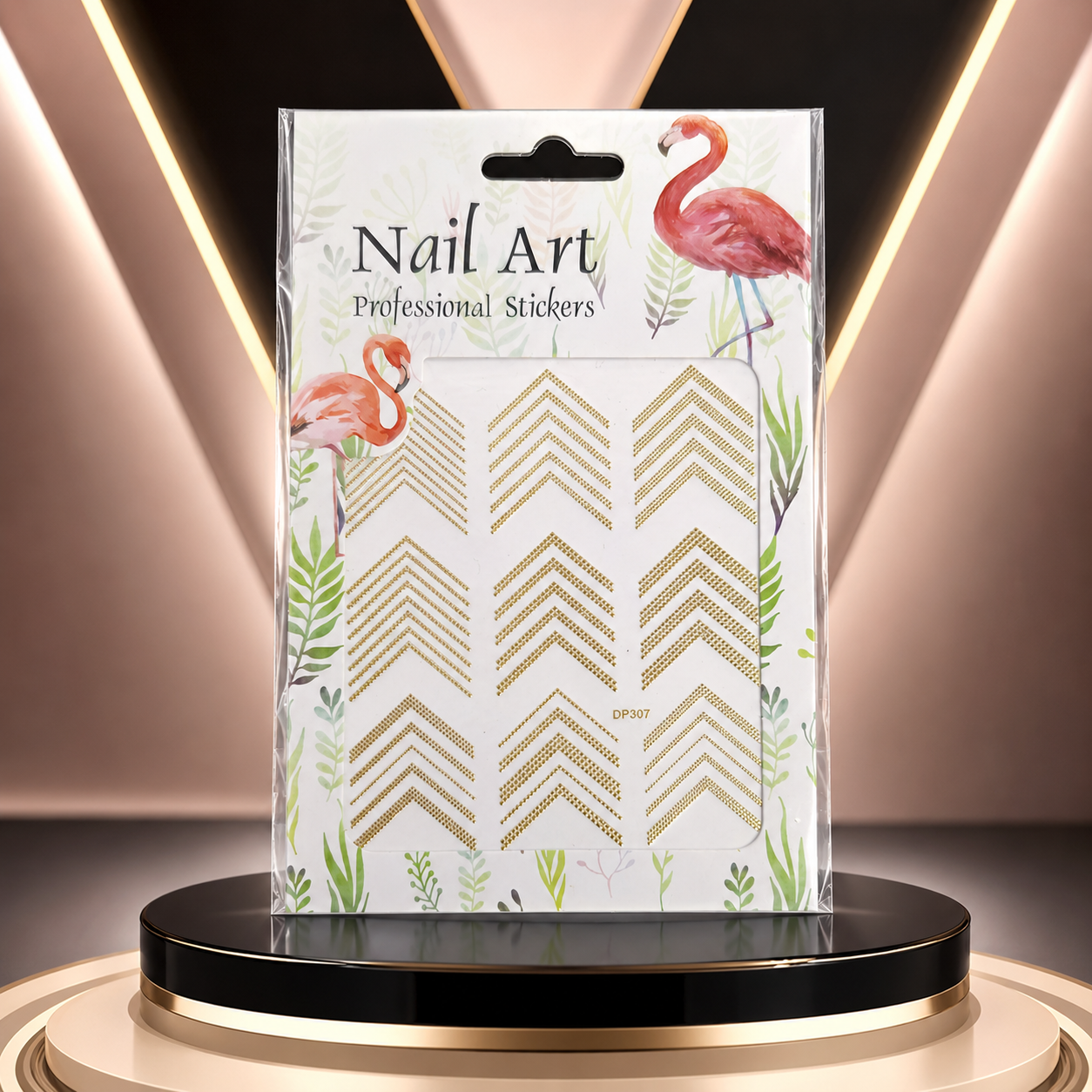 Nail Art Professional Stickers Chevron Dorados DP307