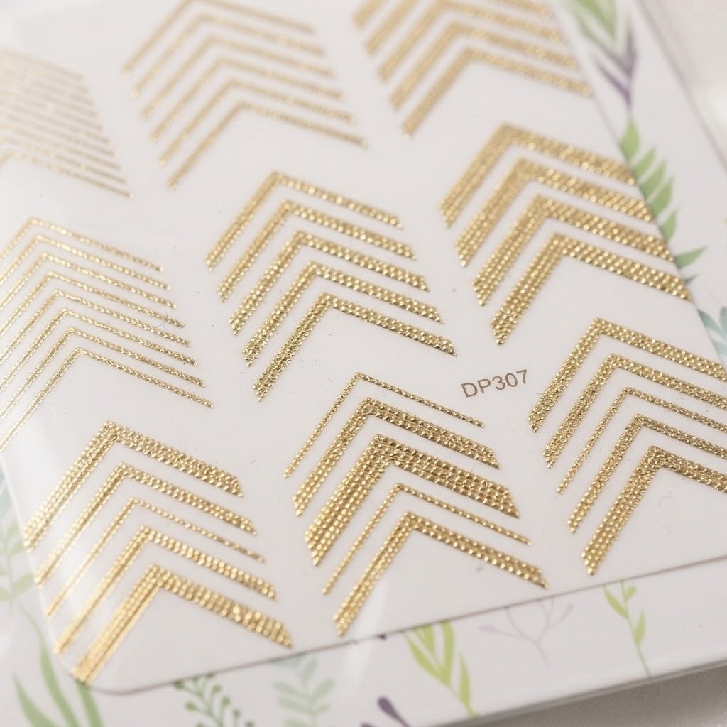 Nail Art Professional Stickers Chevron Dorados DP307